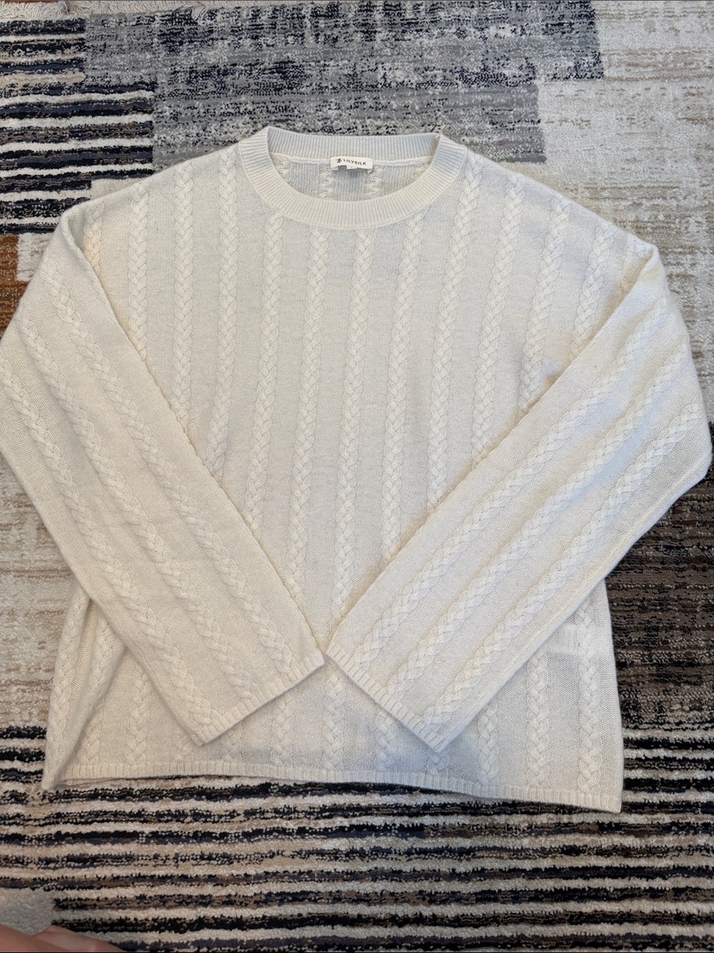 Lily Silk Semi-Sheer Cable-Knit Cashmere Sweater
